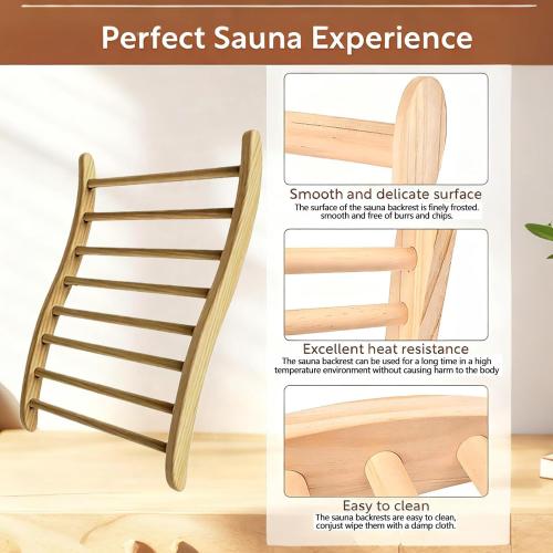 Loyly Accessories Wooden Ergonomic Backrest Slip-Resistant Comfortable S-Shaped Design Sauna Chair with Backrest, Sauna Accessories for Any Barrel or Infrared Sauna