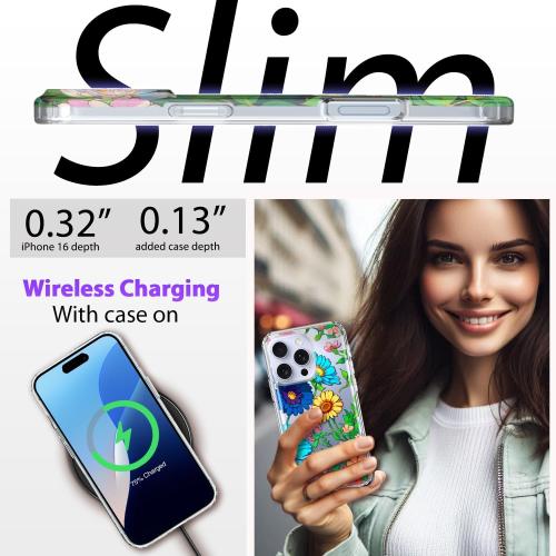 Coolwee for iPhone 16 Pro Max Case for Women, Cute for Girls, 10ft Military Grade Protective Cover Slim Soft TPU Bumper for iPhone 16 ProMax Case Clear Sunflower Floral