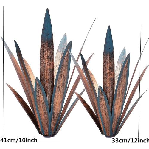 Jesokiibo 2pcs Tequila Rustic Sculpture DIY Metal Agave Plant Home Decor Rustic Hand Painted Metal Agave Garden Ornaments Outdoor Decor Figurines Home Yard Decorations Stakes Lawn Ornaments…