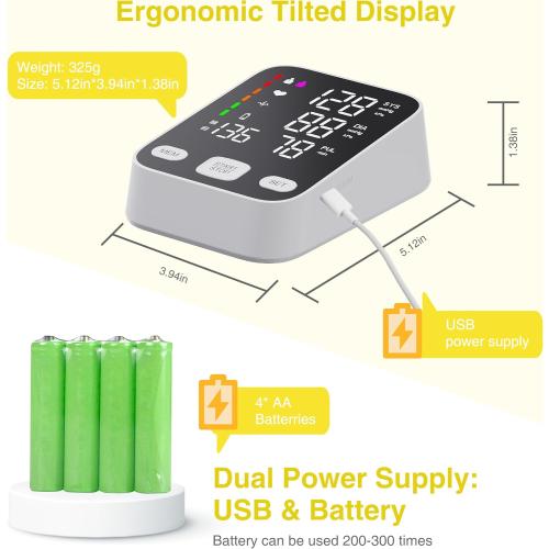 Upper arm Blood Pressure Monitor, 6-Inch Large Backlit Display for home