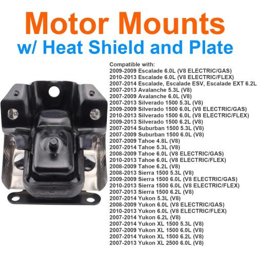 Set of 2, Engine Motor Mount Compatible with Fits 2007-2014 Tahoe Silverado Suburban Avalanche Sierra Yukon Escalade A5365HY 15854939
