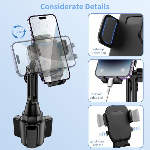 Cup Phone Holder for Car, [Upgraded Version]Universal Car Cell Phone Holder