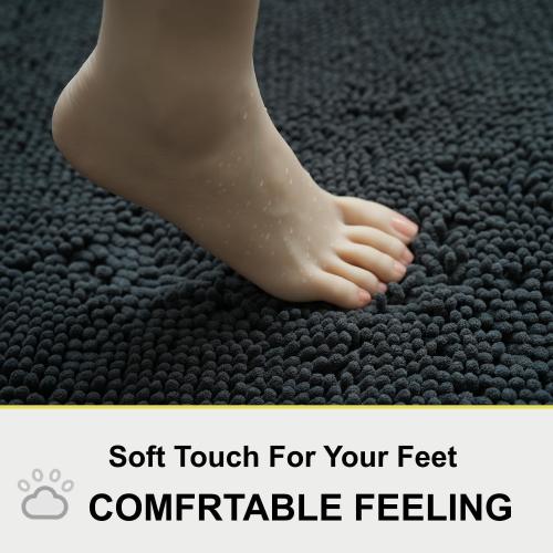 Bathroom Rugs 15x23, Extra Soft Absorbent Chenille Bath Rugs, PVC Backing Quick Dry, Machine Washable Bath Mats for Bathroom Floor, Tub and Shower, Home Decor Accessories, Dark Grey