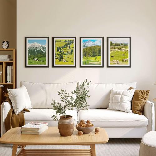 KINLINK 12x16 Picture Frame Black, Wooden 16x12 Photo Frames with Plexiglass for 11x14 Picture with Mat or 12x16 Without Mat, Perfect for Art Wall and Tabletop Display 12 x 16 frame Set of 4