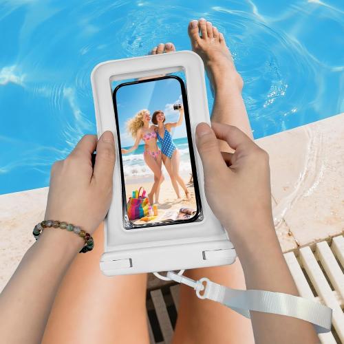 IPX8 Floating Waterproof Phone Pouch 2-Pack,7.2 Inch Waterproof Dry Bag16/15/14 Pro Max Galaxy S24/S23 Adjustable Lanyard   Wrist Strap Beach Swimming Travel Essentials Black White