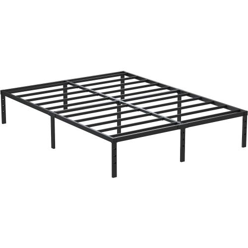 14 Inch Metal Bed Frame Queen Size No Box Spring Needed, Heavy Duty Platform Support Up to 3000 lbs, Easy Assembly, Noise Free, Black