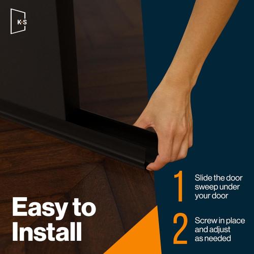 KS Hardware, Patent Pending, Adjustable Double Bubble Door Sweep, Draft Stopper, Under Door Seal for Exterior Doors, 1 3/4 x 32 (Black 32 inch)