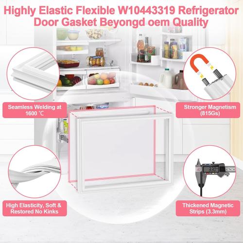 LXun Upgrad 34x23in W10443319 Freezer Door Gasket Replacement for Whirlpool Freezer Door Seal for Maytag Kenmore Freezer Door Seal JennAir Amana KitchenAid Refrigerator Door Gasket W10133249 W10571960