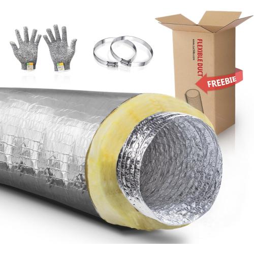4 Inch Insulated Flexible Duct,HVAC Insulation Duct,25 Feet Insulated Duct, 4 in Insulated Duct Hose, R4.2 Air Flexible Duct Aluminum Hose 4''25' Long,for HVAC Flex Ductowrk