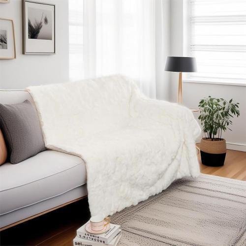 Medium faux fur blanket white fur
