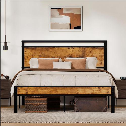 Z-hom Easy Assembly Sturdy Metal Platform Bed, Queen Size Bed Frame with Headboard & Footboard, Anti-Slip & Silent Support, No Box Spring Needed with Underbed Storage, Modern Bedroom Furniture