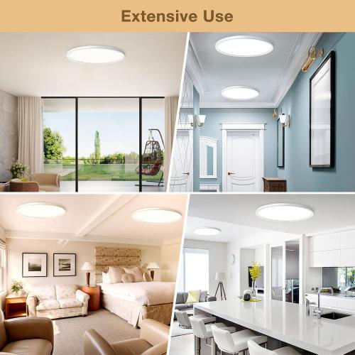Super Slim 3200LM 12Inch LED Ceiling Lights Flush Mount, Dimmable 3000K 4500K 6000K CCT, Low Profile Surface Mount Light Fixtures, 24W Thin Flat LED Panel Lights for Bedroom Bathroom Kitchen, 2 Packs