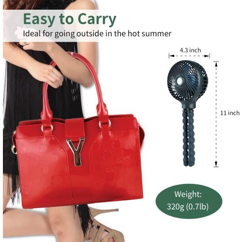 Dark Blue snawowo Mini Handheld Personal Portable Fan, Baby Stroller Fan, Car Seat USB or Battery Powered, with Flexible Tripod Clip on Student Bed Desk Bike Crib Treadmill Camping Traveling(Dark Blue)