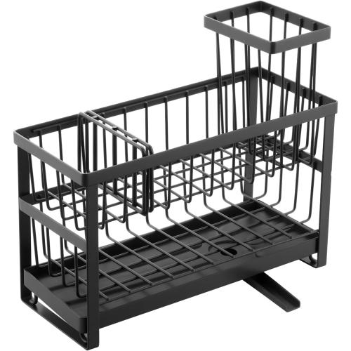 VEVOR Kitchen Sink Caddy Organizer, 2 Tier Sponge Holder for Kitchen Sink with High Brush Holder & Divider, Storage Rack with Rotatable Drainage Spout, Countertop Organizers and Storage Essentials