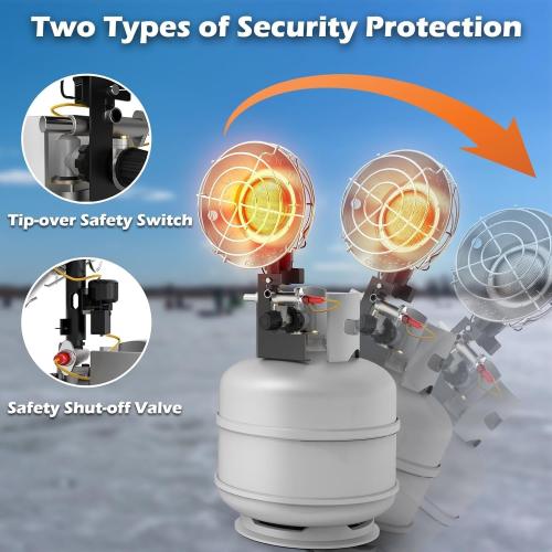 Buyplus Propane Heater 15,000BTU, Portable Outdoor Propane Heater with 3 Adjustable Modes & Safety Shut-off Valve, Single Tank Top Tent Heaters for Camping, Fishing, Outdoor Use, Red