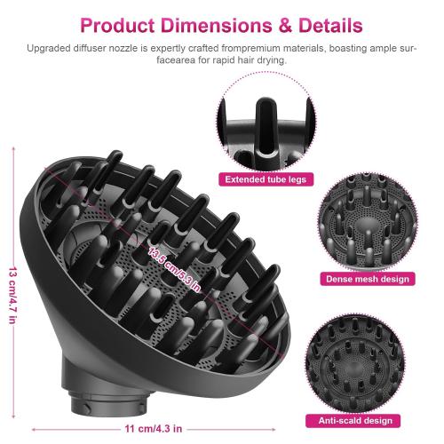 Upgraded Diffuser for Dyson Airwrap Styler, Portable Hair Dryer Diffuser Attachment for Dyson Airwrap HS05 HS03 HS01, Converting for Dyson Airwrap Styler To Hair Dryer