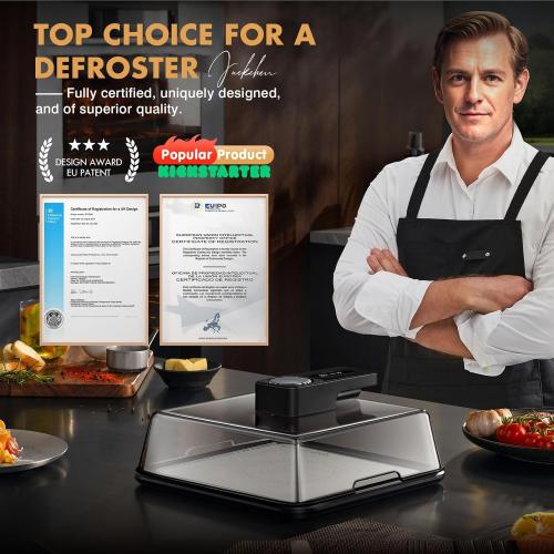 Rapid Defrosting Tray for Frozen Meat, Meat Thawing Tray for Frozen Meat with Airflow Technology, Meat Defroster, Smart Defrosting Mat, Thawing Mat, No Cold/Warm Water Required, Black