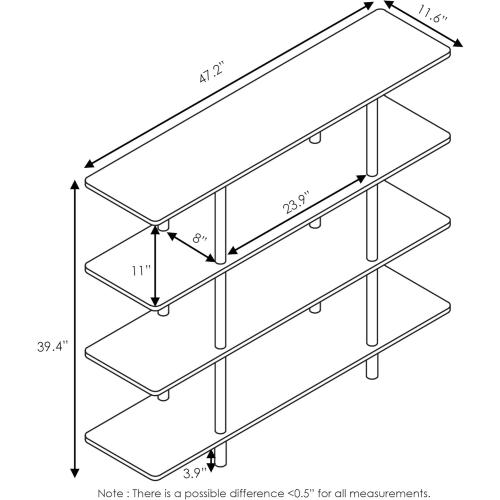 Furinno Turn-N-Tube 4-Tier Wide Display Shelf, Espresso/Black