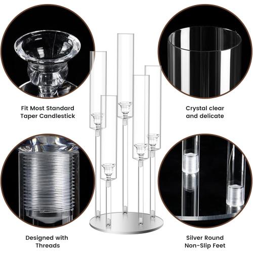 35inch 10pcs Acrylic Candelabra Centerpieces for Tables 5 Arms Wedding centerpieces for Decorations