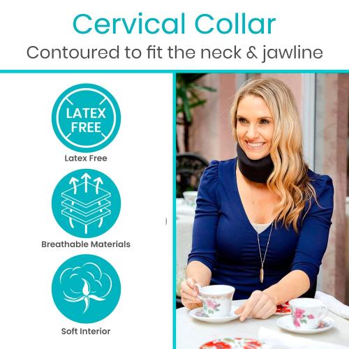 Vive Neck Brace for Neck Pain and Support for Women, Men - Cervical Collar - Soft Neck Brace for Pinched Nerve - Vertebrae Whiplash Wrap for Posture, Sleeping - Spinal Support and Spine Pressure
