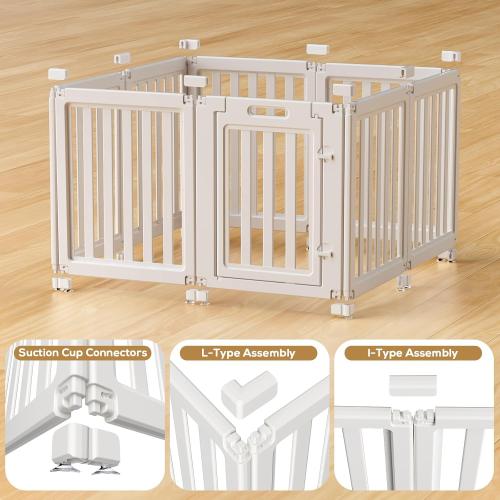 Dog Playpen Indoor,Puppy Playpen,White 23.6 H, 8 Panels | Dog Play Pen Indoors with Open View, Tool-Free Setup, Multi-Shape Setup, Dog Pen for Dogs, Cats & Puppies