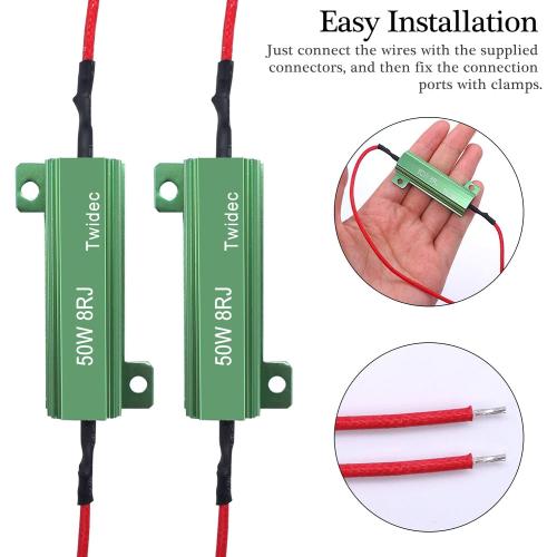 Twidec/4Pcs 50W 8Ohm LED Load Resistors For Fix LED Hyper Flash Turn Signal Light Bulb Fast Blink Error Code Warning Cancellor RX24-50W8-4X