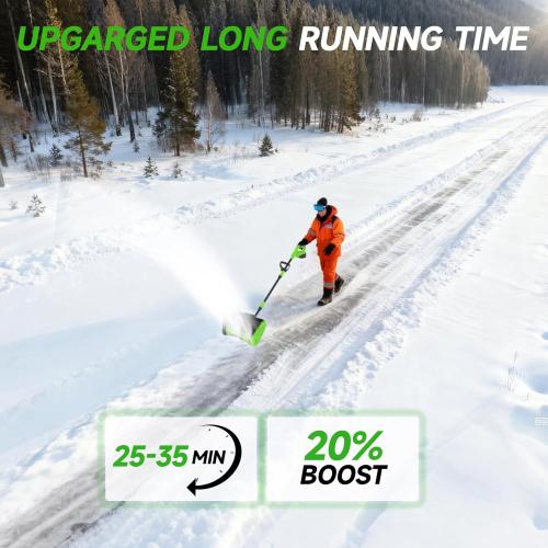 21V Cordless Snow Shovel, 16-Inch Brushless Cordless Snow Blower with 2Pcs 3000mAh Recharge Batteries, Lightweight Electric Snow Plow for Driveway, Sidewalk & Patio Winter Snow Removal- No Wheels