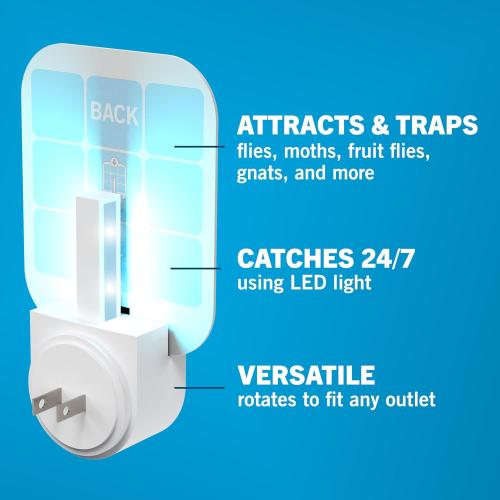 Safer Home Indoor Plug-In Fly Trap - SH502 - Effective Fruit Fly Traps for Indoors, Gnat Traps for House Indoor, 400 Sq Ft Protection - Style: 1 Device   2 Glue Cards
