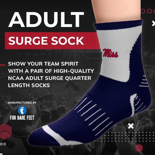 For Bare Feet Adult NCAA Surge Quarter Length Crew Socks - All Weather Performance - Men & Women - Enhance Your Team Footwear