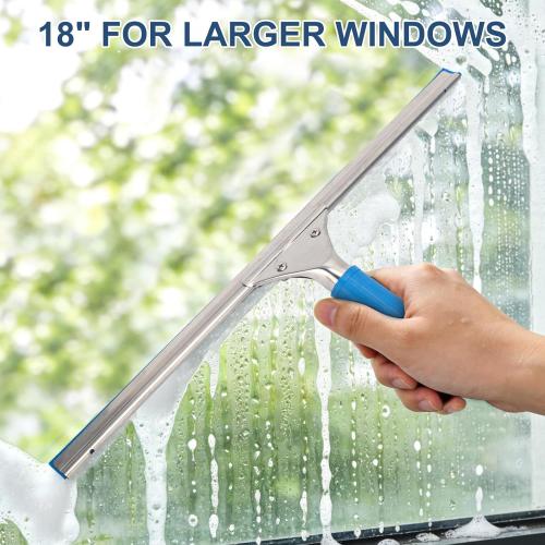18” Professional Squeegee for Window Cleaning with 12” Replacement Blades