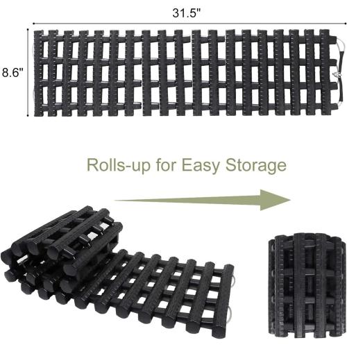 Reliancer 2PC Traction Tracks Mats TPR 31.5 L Tire Recovery Track Pad Roll Car Vehicle Tyre Traction Boards Tire Ladder Track Grabber Auto Emergency Traction Aid w/Bag for Off-Road Mud Snow Ice Sand
