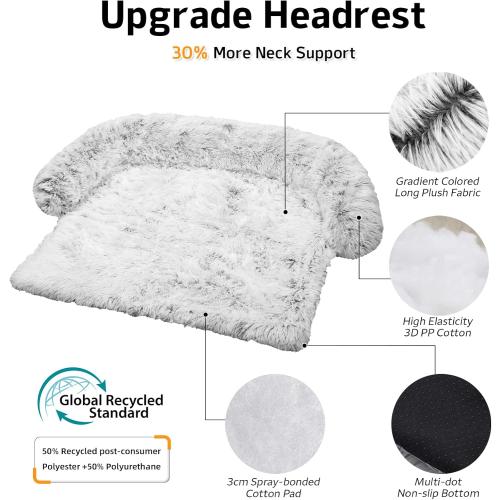 Calming Dog Bed Fluffy Plush Dog Mat for Furniture Protector with Removable Washable Cover for Large Medium Small Dogs and Cats (Small), Light Grey)