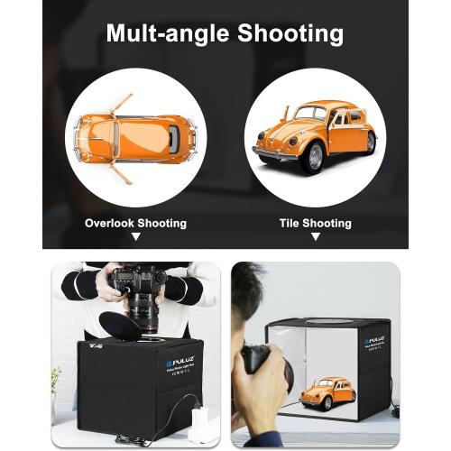 PULUZ Mini Photo Studio Light Box, Photo Shooting Tent kit, Portable Folding Photography Light Tent with CRI >95 104pcs LED Light & 6 Kinds Double-Sided Color Backgrounds for Small Size Products