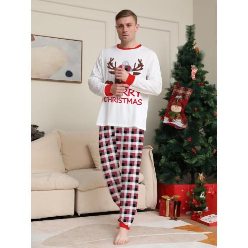 Size Medium Family Christmas Matching Sets Deer Checked Merry Christmas Outfits White