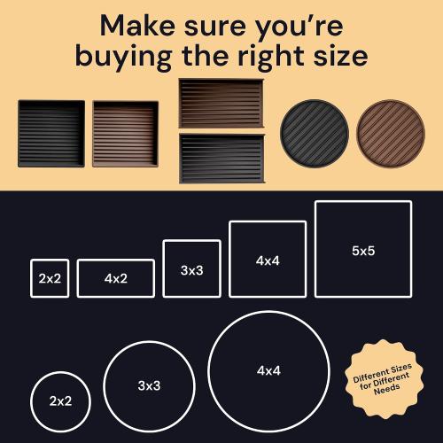 CasterMaster Square Rubber Furniture Pads - 4-Pack, Brown, 5in x 5in - Non Slip Furniture Pads for Hardwood Floors - Floor Protectors for Chairs & Rubber Feet - Stoppers to Prevent Sliding
