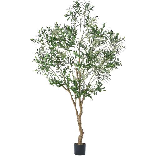 7FT Olive Tree Artificial Plant Decor - Tall Fake Tree for Home Decor Faux Plant Indoor 2000 Leaves Artificial Olive Tree for Living Room Bedroom Office Live Streams Decorative Modern Greenery