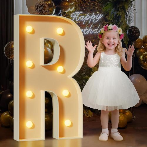 Mixifox 3FT Marquee Letters R, Large Light Up Letters 3 Feet Tall with Lights, Big Letter for Wedding, Engagement, Graduation, Birthday Party Decorations, Pre-Cut Foam Board Kit