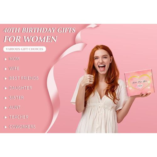 JWEX 40th Birthday Gifts Women, 40TH Birthday Gifts for Her, 40th Anniversary for Friends, Daughter, Sister Mom - Turning 40 Present
