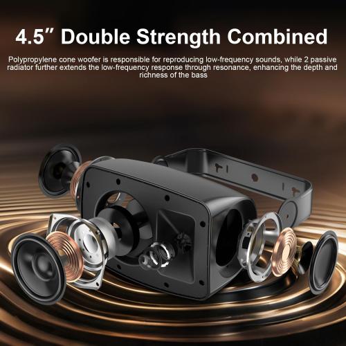 Hiwill Outdoor Speaker Waterproof – 4.5 Woofer with Dual Passive Radiators, Aluminum Dome Tweeter, All-Weather Durable Mountable Speakers for Patio, Poolside, Indoor-Outdoor Flexibility(Pair, Black)