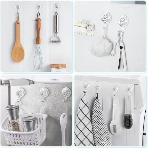 VIS'V Suction Cup Hooks, Small Shower Suction Hooks, Heavy Duty, Removable and Reusable, Clear, 2 Pcs