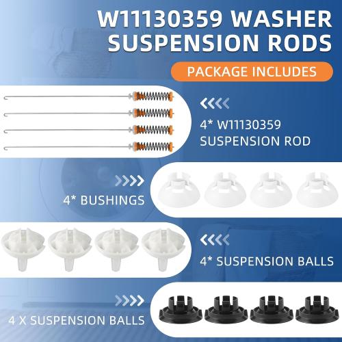 W11130359 MVWB765FW3 MVWB765FW4 WTW7500GC2 Washer Suspension Rod Kit Compatible for Whirl.pool May.tag Ken.more Cros.ley 7MWTW7000EW0 7MWTW7300EW0 MVWB765FW4 MVWB765FW3-BY MIFLUS