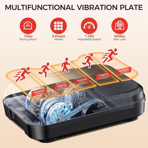 NXSCI Vibration Plate Exercise Machine, Vibration Plate for Lymphatic Drainage Weight Loss, Shake Plate with 250 Speed Levels, 400 Lbs Capacity Full Body Workout for Home Office Gym