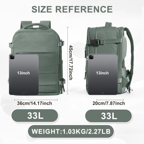 coowoz Large Travel Backpack Carry On for Women Man Waterproof Gym Backpacks Mochila de Viaje Teacher Travel Bag Essentials Personal Item Backpack Rucksack Airplane Accessories Must Haves Olive Green