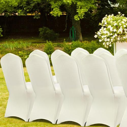 VEVOR Stretch Spandex Folding Chair Covers, Universal Fitted Chair Cover, Removable Washable Protective Slipcovers, for Wedding, Holiday, Banquet, Party, Celebration, Dining, 100PCS (Ivory/Beige) | for Wedding Holiday Party Banquet Celebration, Elegant Event Decor, Dining Room Chair Cover, Removable Washable Slipcovers