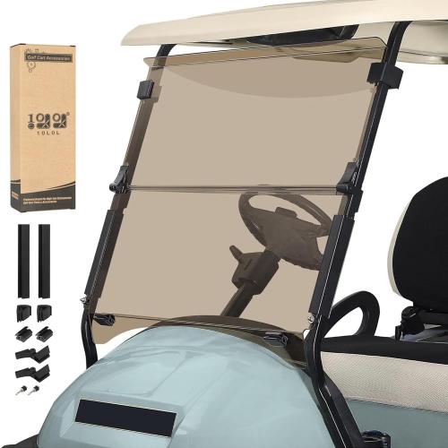 Size 37.5W X 33.6H 10L0L Golf Cart Windshield for Club Car Precedent 2004-Up, Tempo, Clear/Tinted Fold Down Club Car Windshield Anti-UV Impact Resistant - Size 37.5W X 33.6H