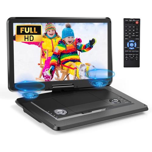 Arafuna 18 Portable DVD Player with with 5-Hour Rechargeable, 16 HD Swivel Screen with Dual Stereo Speakers, Support USB/SD/Sync TV, Regions Free