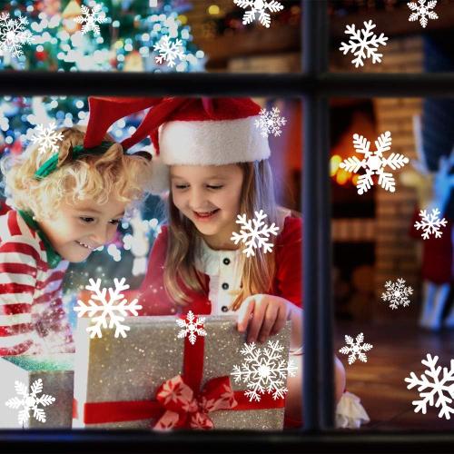 LUDILO 135Pcs Christmas Decorations Window Clings Snowflakes Window Decals | Static Window Stickers for Christmas Window Decorations, Ornaments Xmas Party Supplies, Thanksgiving/Party Décor Idoor
