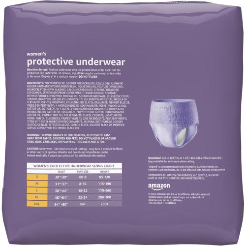 Amazon Basics Incontinence Underwear for Women, Protective, Disposable, Postpartum, Maximum Absorbency, XX-Large, Lavender, 14 Count