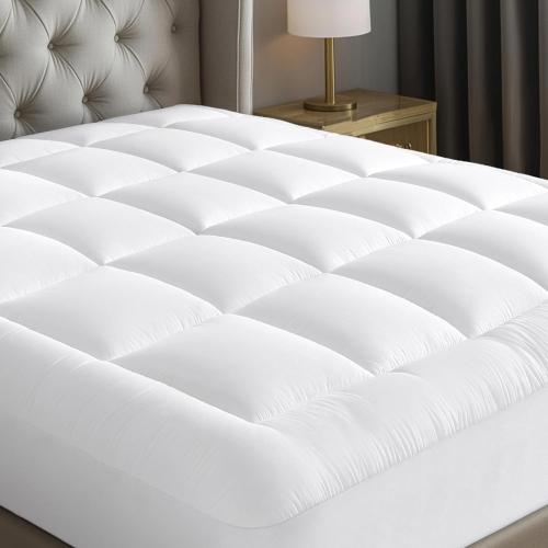 Cloud-Like Twin Mattress Topper - 100% Cotton Top Mattress Pad for Back Pain Relief - Breathable & Naturally Cooling for Hot Sleepers