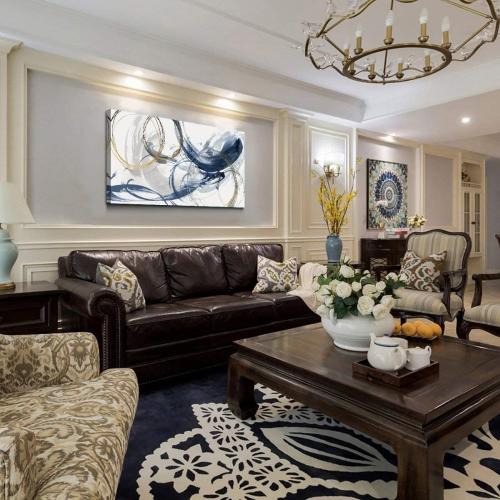 Sxurmtiie Canvas Wall Art Abstract Art Paintings Blue Fantasy Colorful Graffiti on White Background 24inchx48inch Modern Artwork wall Decor for Living Room Bedroom Kitchen…